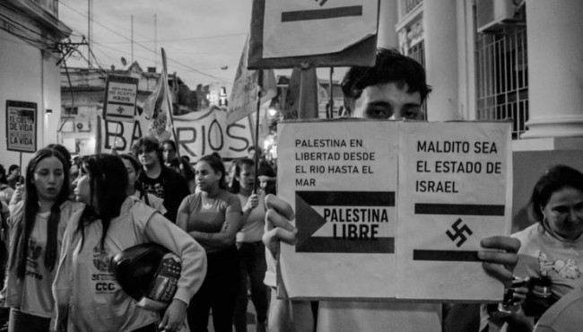 Palestina libre frente a la Casa de Gobierno correntina
